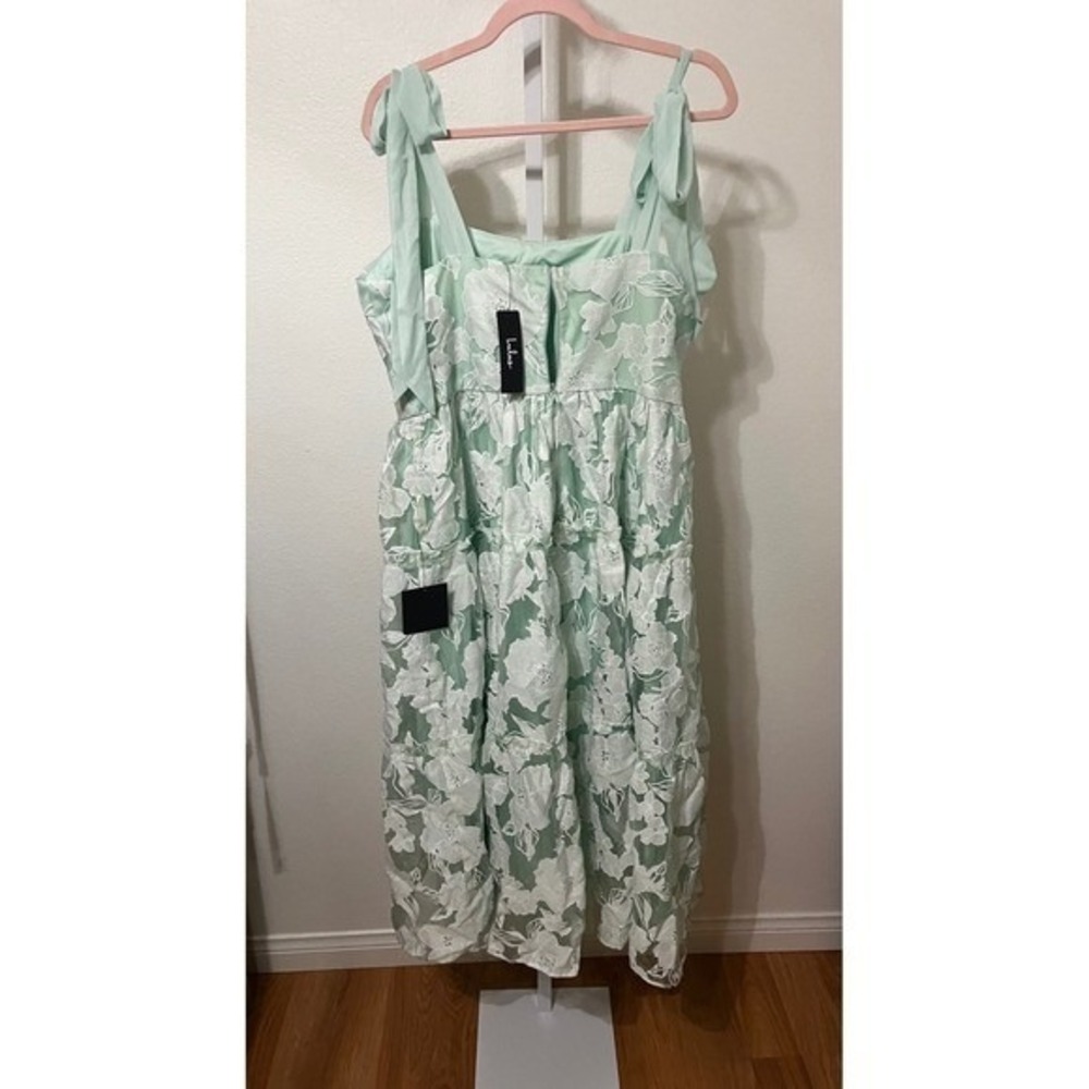 NWT Lulus Proof of Perfection Mint Green Floral Tiered Tie-Strap Midi Dress XL - Picture 6 of 10